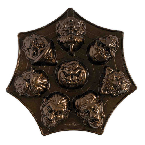 The bottom view of the Nordic Ware Monster Mask Cakelet Pan