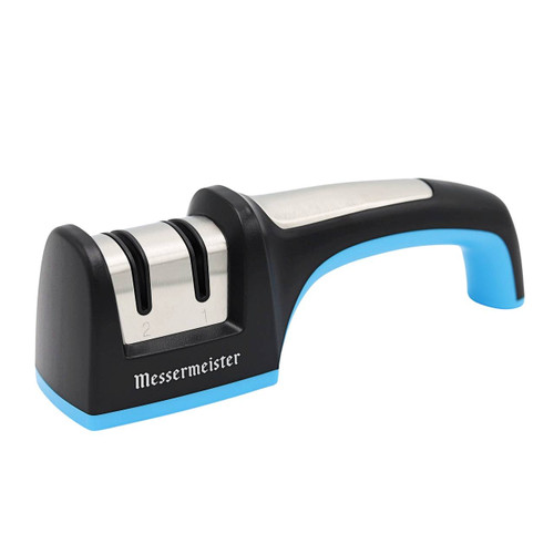 A close up view of the front of the Messermeister Pull Through Knife Sharpener