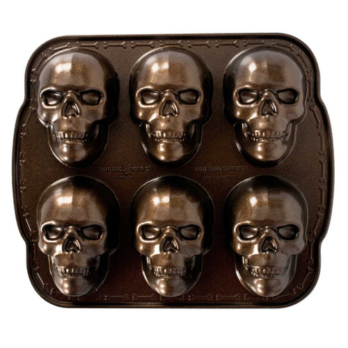 The bottom of the Nordic Ware Haunted Skull Cakelet Pan