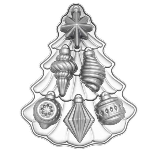 The bottom of the Nordic Ware Vintage Ornaments Cakelet Pan.