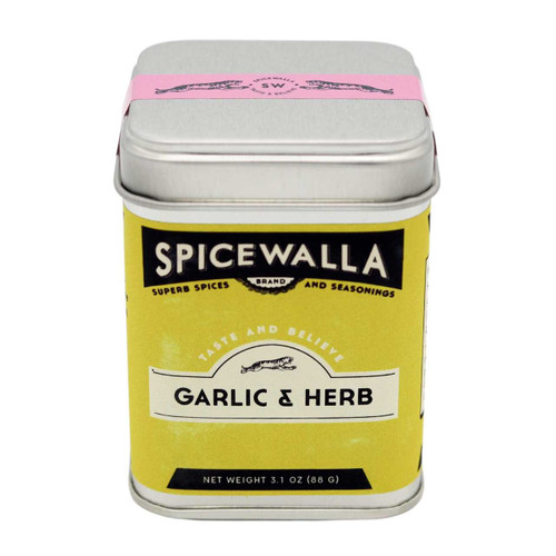 A tin of the Spicewalla Garlic and Herb Seasoning.
