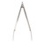HIC Stainless Steel Kitchen Tongs unlocked and standing on end on a white background