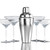 The HIC Kitchen Cocktail Shaker with martini glasses.