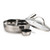 The RSVP Endurance Stainless Steel Egg Poacher Set with one of the nonstick cups out and by its side