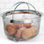 The RSVP Endurance Stainless Steel Mesh Basket filled with Eggs