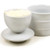 A RSVP International butter pot open with the lid filled with butter