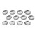 The 12 stainless steel clam shells lined up in 3 rows
