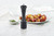 Trudeau 10-Inch Seville Pepper Mill, Espresso Stained Wood on table with hard boiled eggs