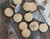 Cookies made with Nordic Ware Greetings Cookie Stamps on a cooling rack with the cookie stamps