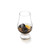 A glass of whiskey with two black Outset Granite Whiskey Stones.