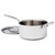 A side view of the Heritage Steel Titanium Series 4 Quart Saucepan with the lid off.