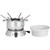 Trudeau Alto 3 In 1 Electric Fondue Set on a white background with the stoneware double boiler alongside it