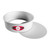 Fat Daddio's 9x3-inch round cake pan with removable bottom separated