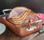 An closeup shot of a cooked ham in the Nordic Ware large roaster on a table