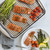 An overhead shot of the Nordic Ware Oven Crisp Baking Tray with salmon