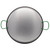 The bottom view of the Belseher 17 Inch Paella Pan with a white background