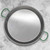 An overhead view of the Belseher 17 inch paella pan on a marble counter