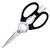 The Black Messermeister 8 Inch Take Apart Kitchen Scissors with the blades closed