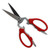 The red Messermeister 8 inch take apart scissors with the blades open