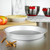 The Fat Daddio's 12 inch pie pan on a stainless steel counter