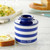 The Nautical Stripe Butter Bell Crock with its lid on
