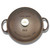 An overhead view of the Lancaster 5 Quart Cast Iron Dutch Oven with the lid on