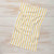 A Now Designs Lemon Yellow Stripe Dish Towel laying flat