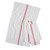 The four Now Designs Brooklyn Stripe Red Kitchen Towels. Two folded, one flat.