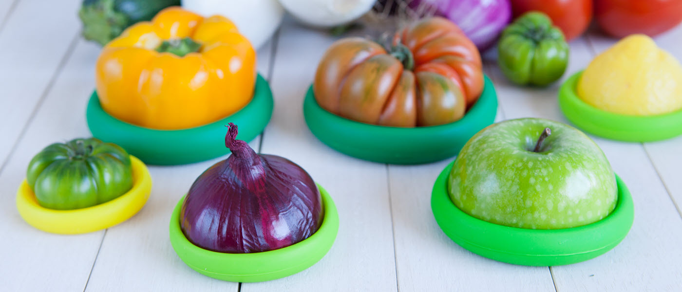 Food Huggers hugging cut fruit and veggies