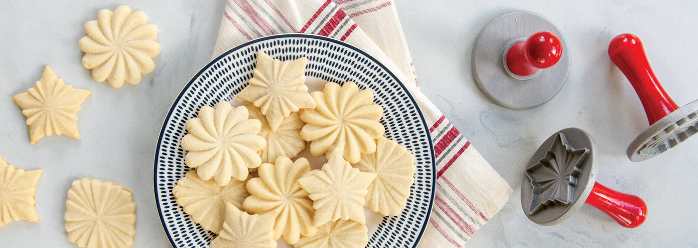 Cookies made with Nordic Ware Pretty Pleated Cookie Stamps