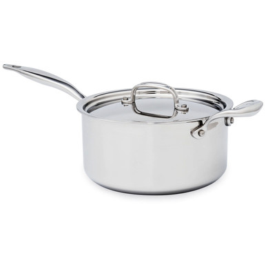 Salerno 4-Quart Induction Ready Stainless Steel Sauce Pan with Lid