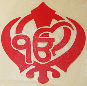 Red Vinyl Sikh Ek Onkar Khanda Sticker