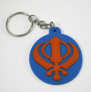 Blue Rubber Khanda Key Chain