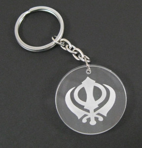 Etched Plastic Khanda Keychain