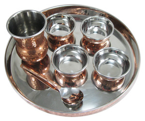  Copper plated Stainless Steel Thali Serving Set