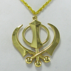 Large Gold Colored Khanda Necklace with 16" chain