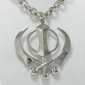 Large Silver Colored Khanda Necklace with 16" chain