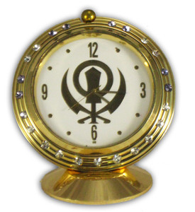 Khanda Symbol Clock with Violet Gems