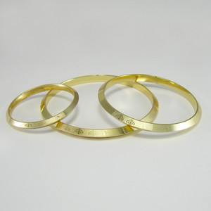 Diamond Point Gold Colored Khanda Embossed Kara