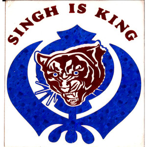 Blue Vinyl Khanda Decal Singh Is King 5x5 Inches