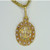 Gold Color Khanda Pendant with Crystals
