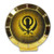 Round Khanda Symbol Icon with Gold Background