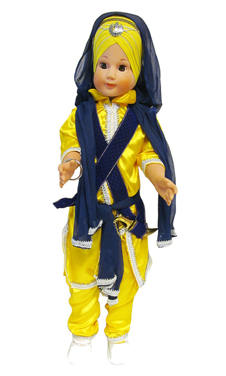 Large Sikh Singh Toy Doll - Yellow