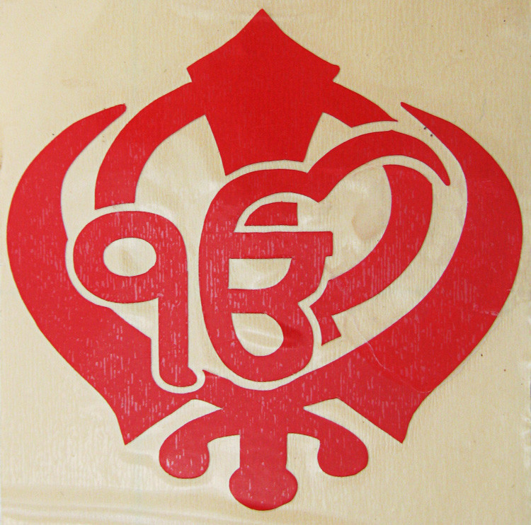 Red Vinyl Sikh Ek Onkar Khanda Sticker