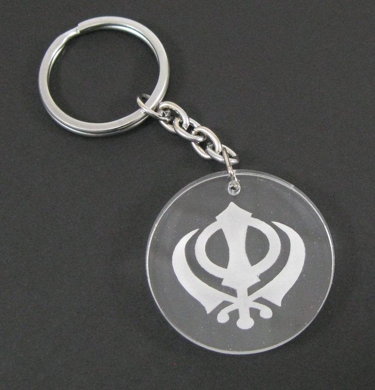 Etched Plastic Khanda Keychain