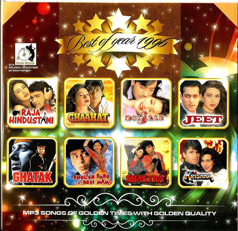 India Bollywood Music Best Songs of 1996- Crystal Clear Recordings 100 Vary Nice Songs/ MP 3