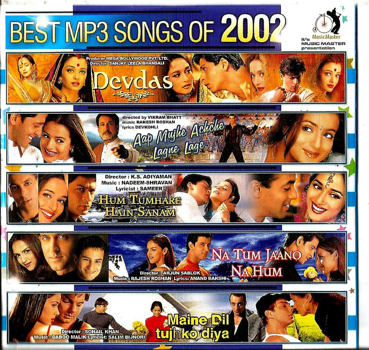 India Bollywood Music Best Songs of 2002- Crystal Clear Recordings 100 Vary Nice Songs/ MP 3