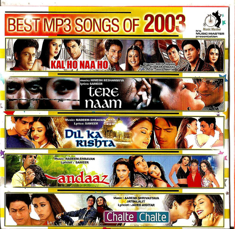 India Bollywood Music Best Songs of 2003- Crystal Clear Recordings 100 Vary Nice Songs/ MP 3
