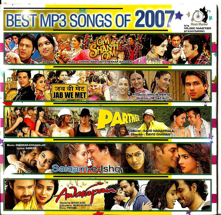 India Bollywood Music Best Songs of 2007- Crystal Clear Recordings 100 Vary Nice Songs/ MP 3