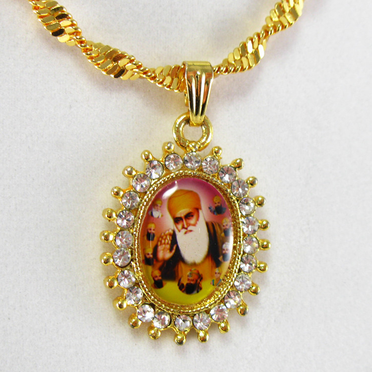 Guru Nanak Sunburst Oval Necklace